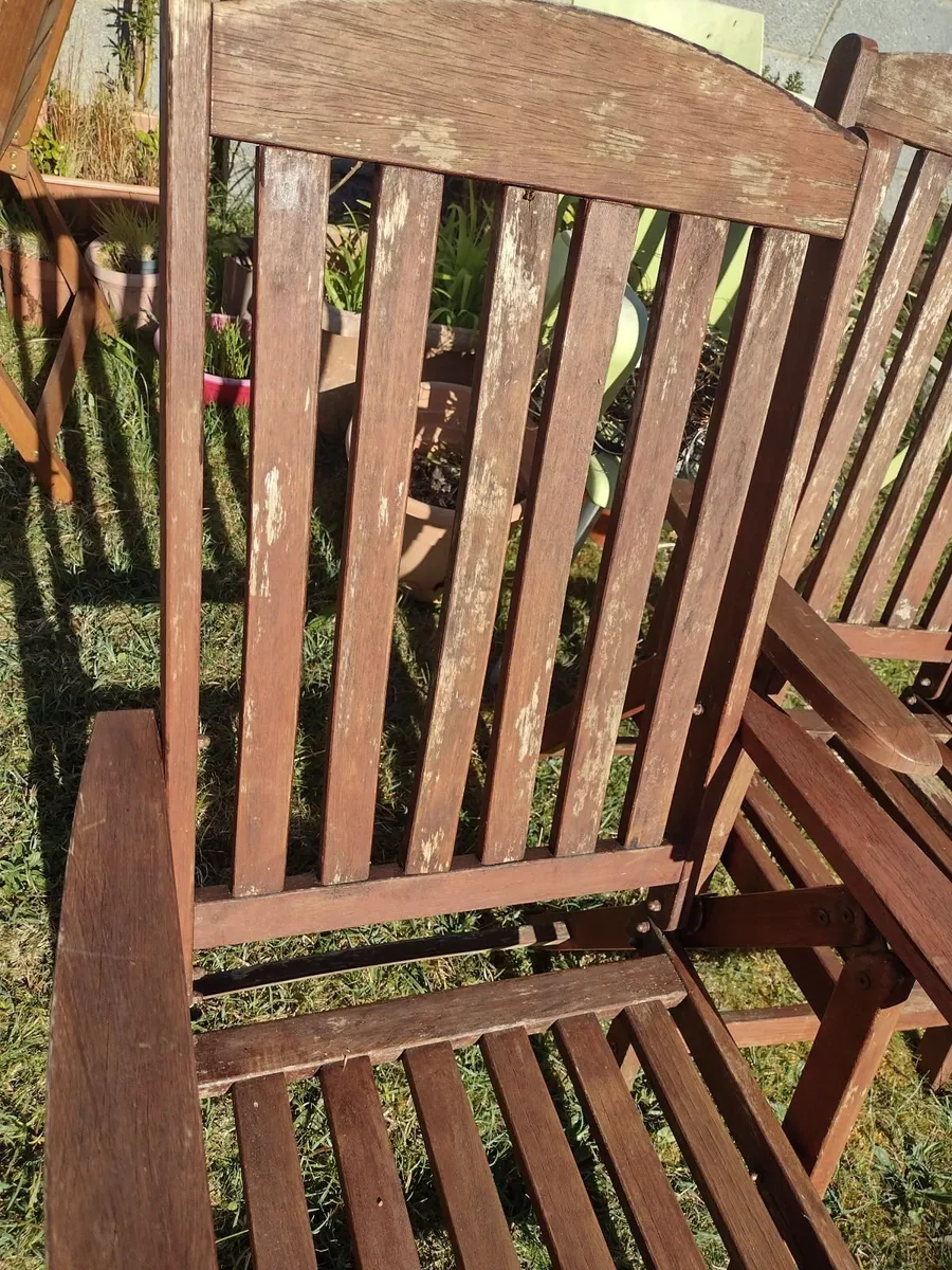 Large Teak Garden  recliner with high back - Image 3