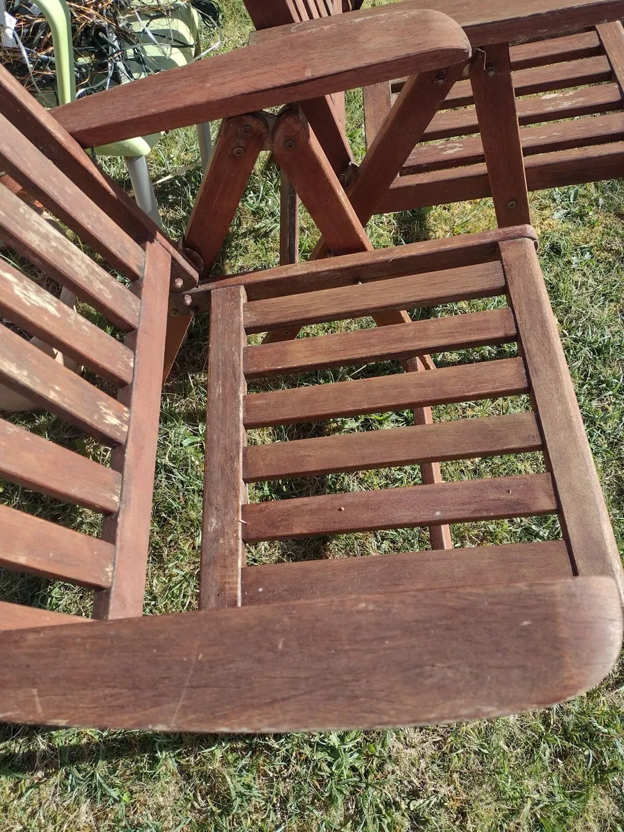 Large Teak Garden  recliner with high back - Image 4