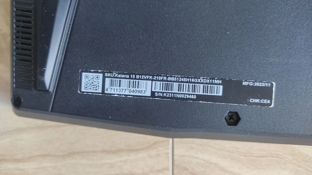 MSI Katana 15 B12VFK RTX 4060 / Intel i5-12450H - Image 4