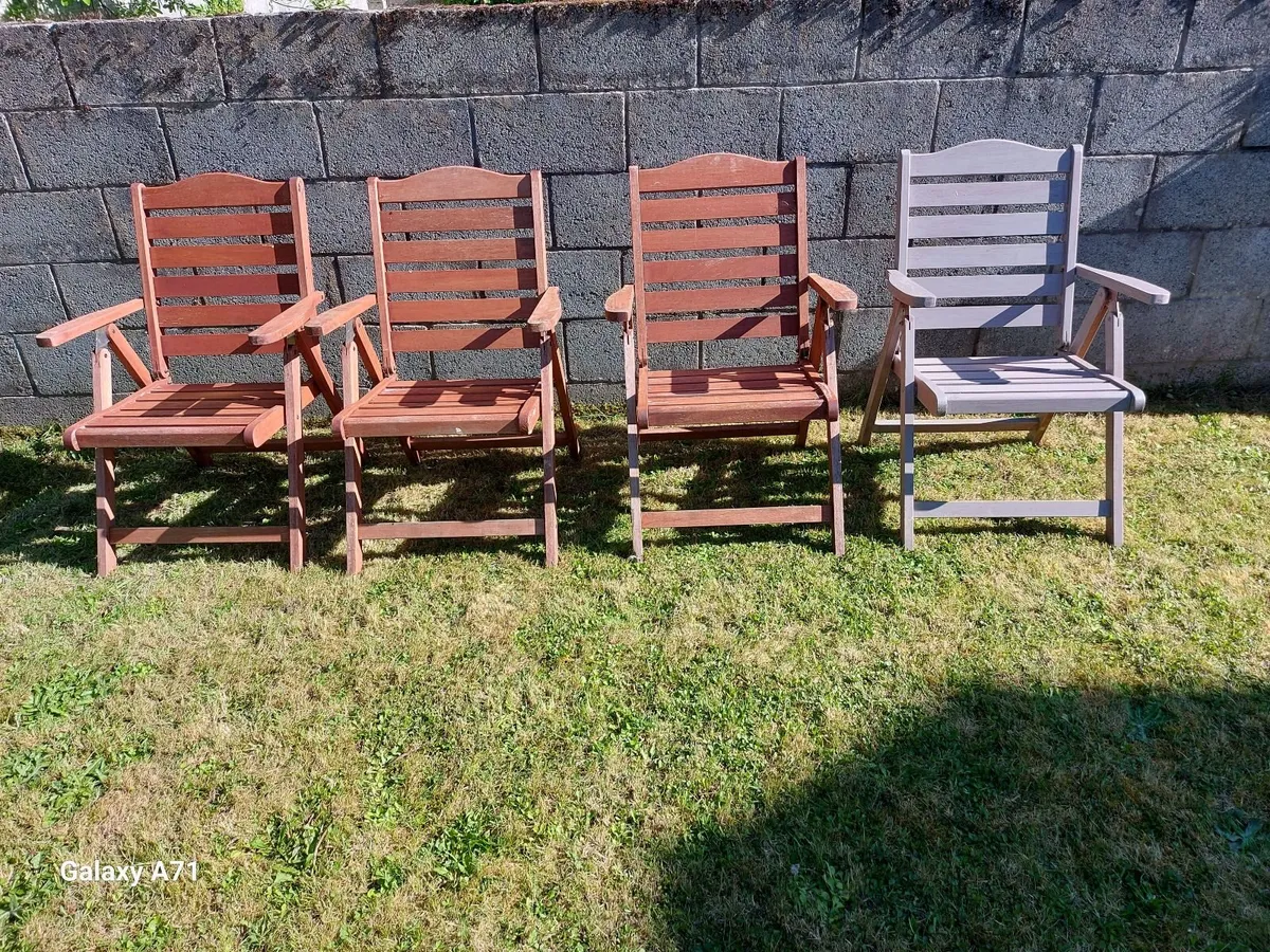 4 Timber Garden Chairs, Culcita Branded - Image 1