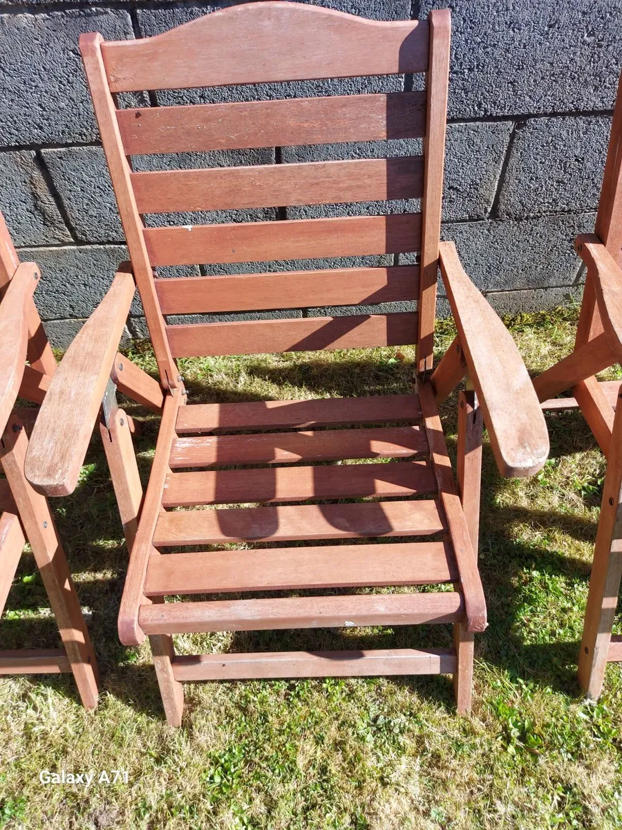 4 Timber Garden Chairs, Culcita Branded - Image 4