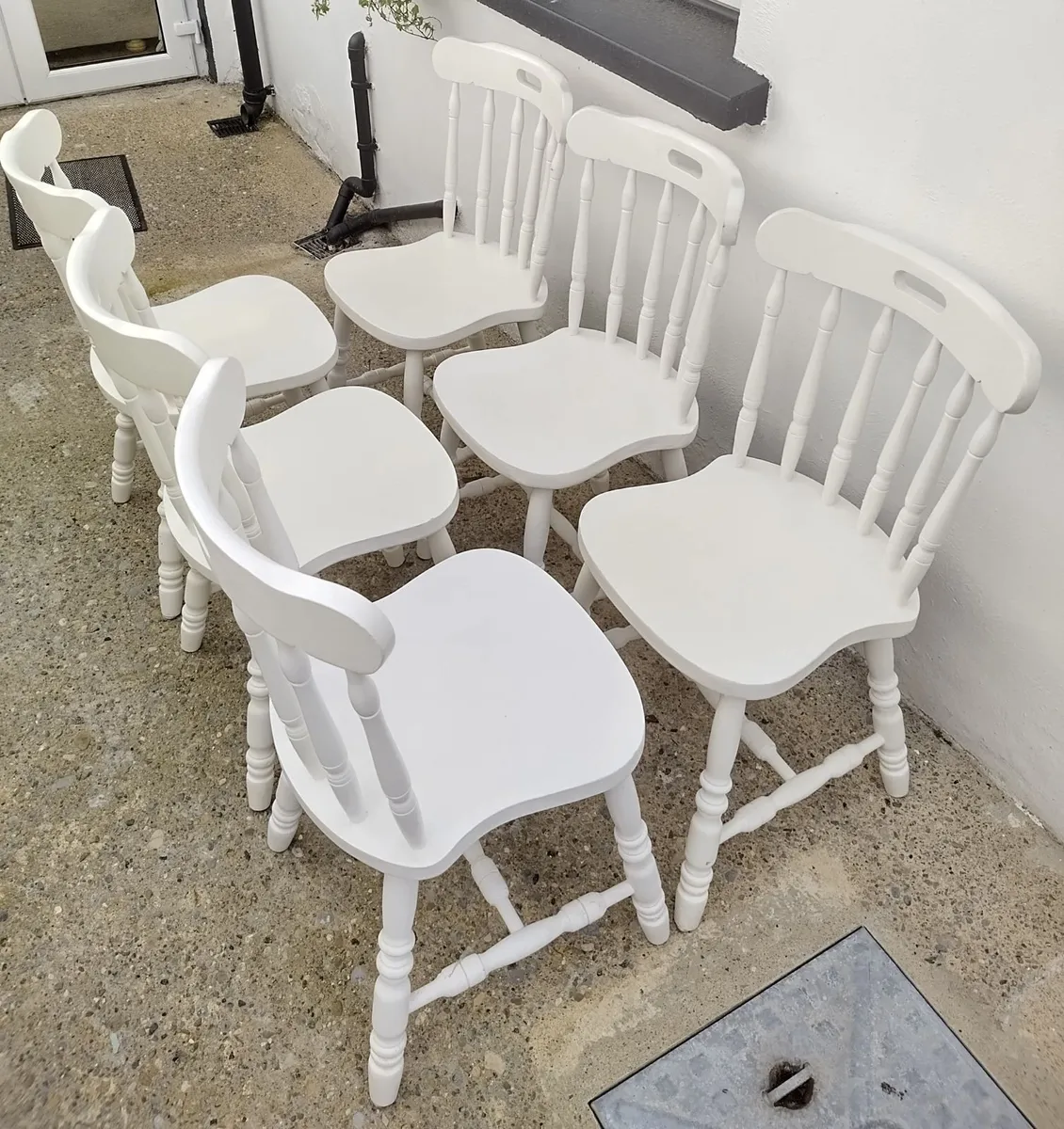 6 Farmhouse Chairs (Farrow & Ball White Tie) - Image 2