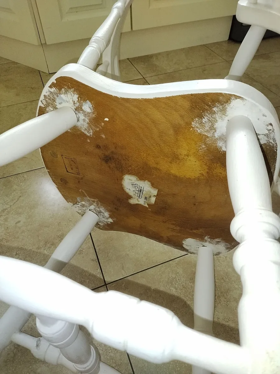 6 Farmhouse Chairs (Farrow & Ball White Tie) - Image 4