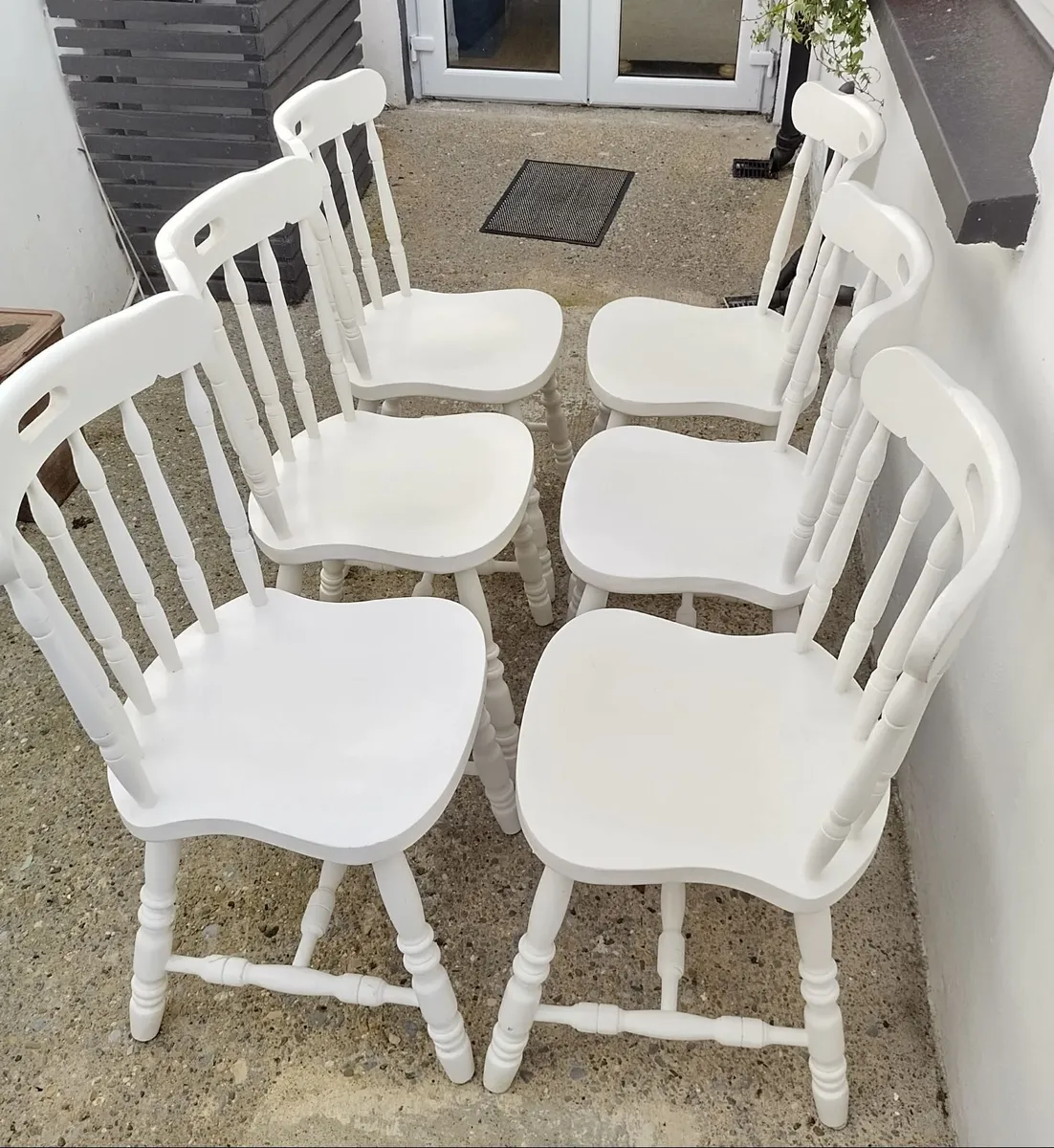 6 Farmhouse Chairs (Farrow & Ball White Tie) - Image 3