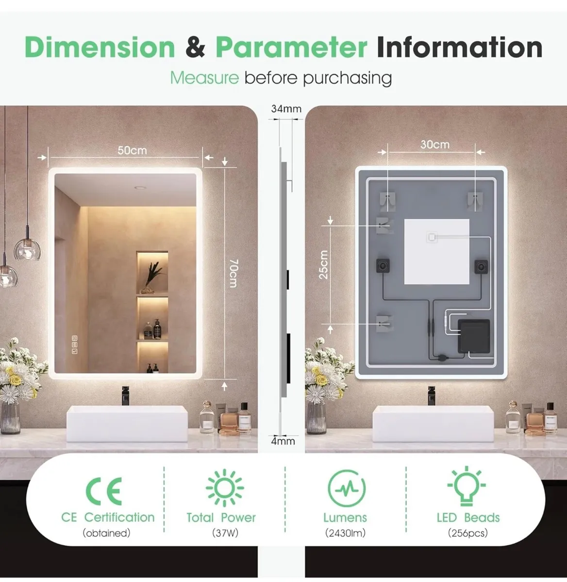 Bluetooth Bathroom-Mirror-with-LED-Lights 500x700 - Image 2
