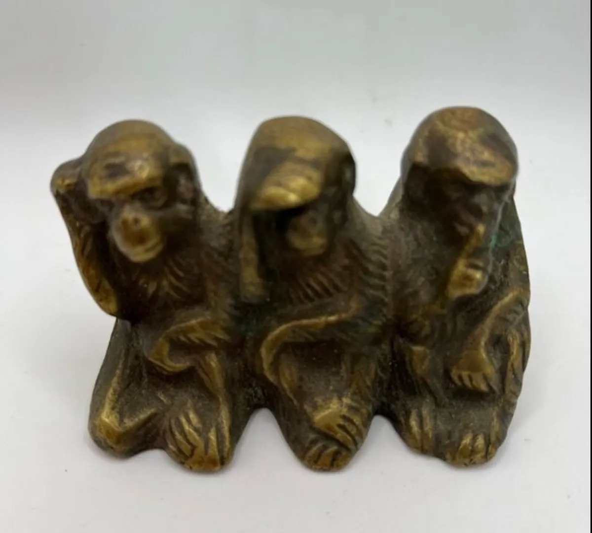 Vintage solid brass three wise monkeys - Image 1