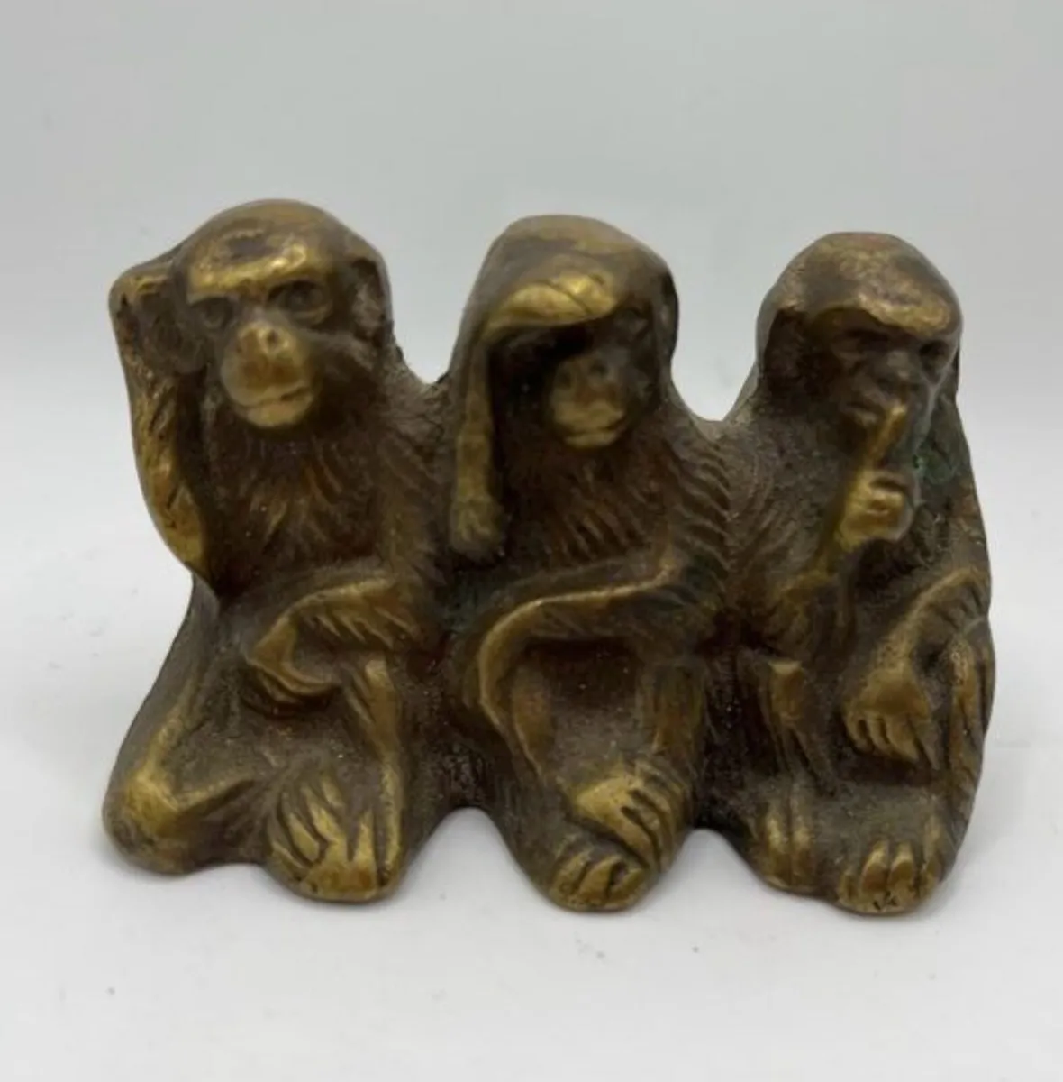 Vintage solid brass three wise monkeys - Image 3
