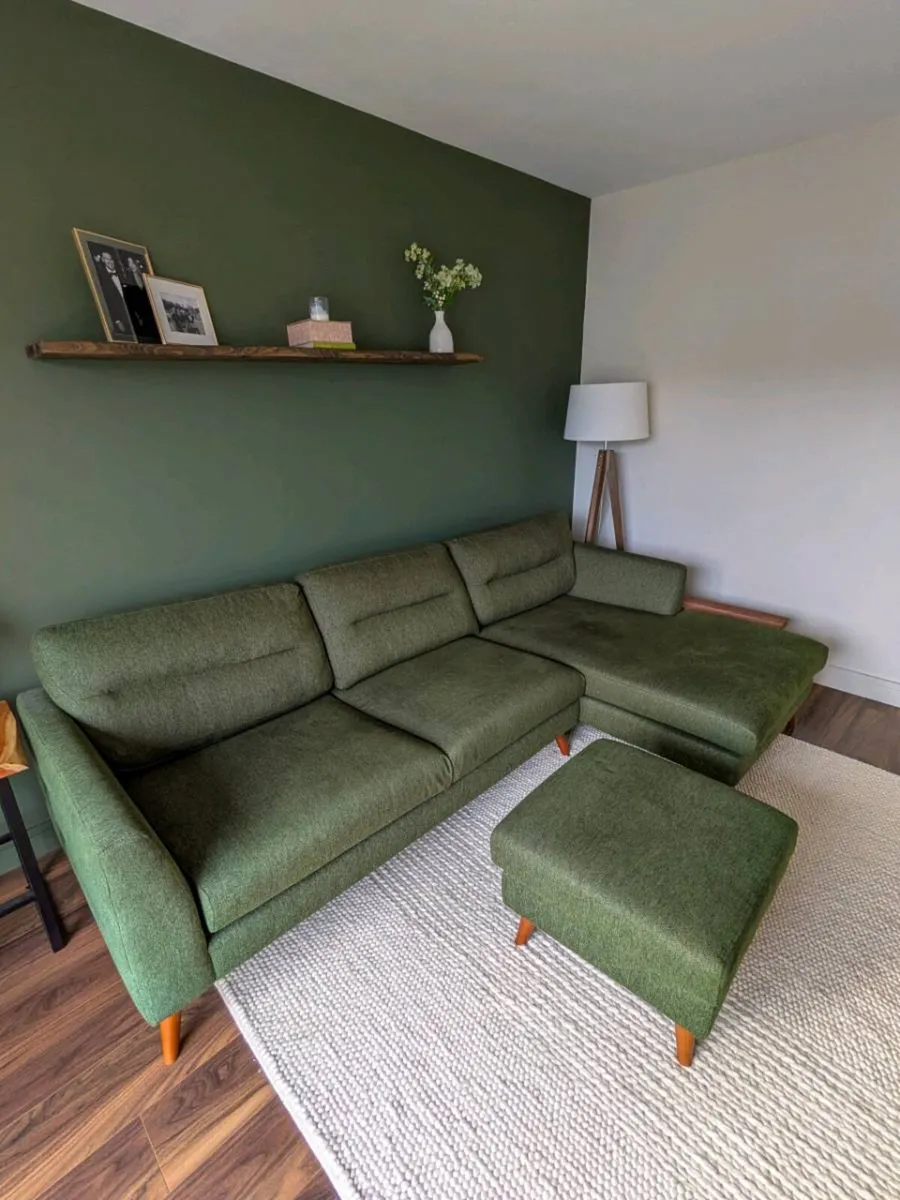 Green Corner Suite Couch with Footstool - Image 1