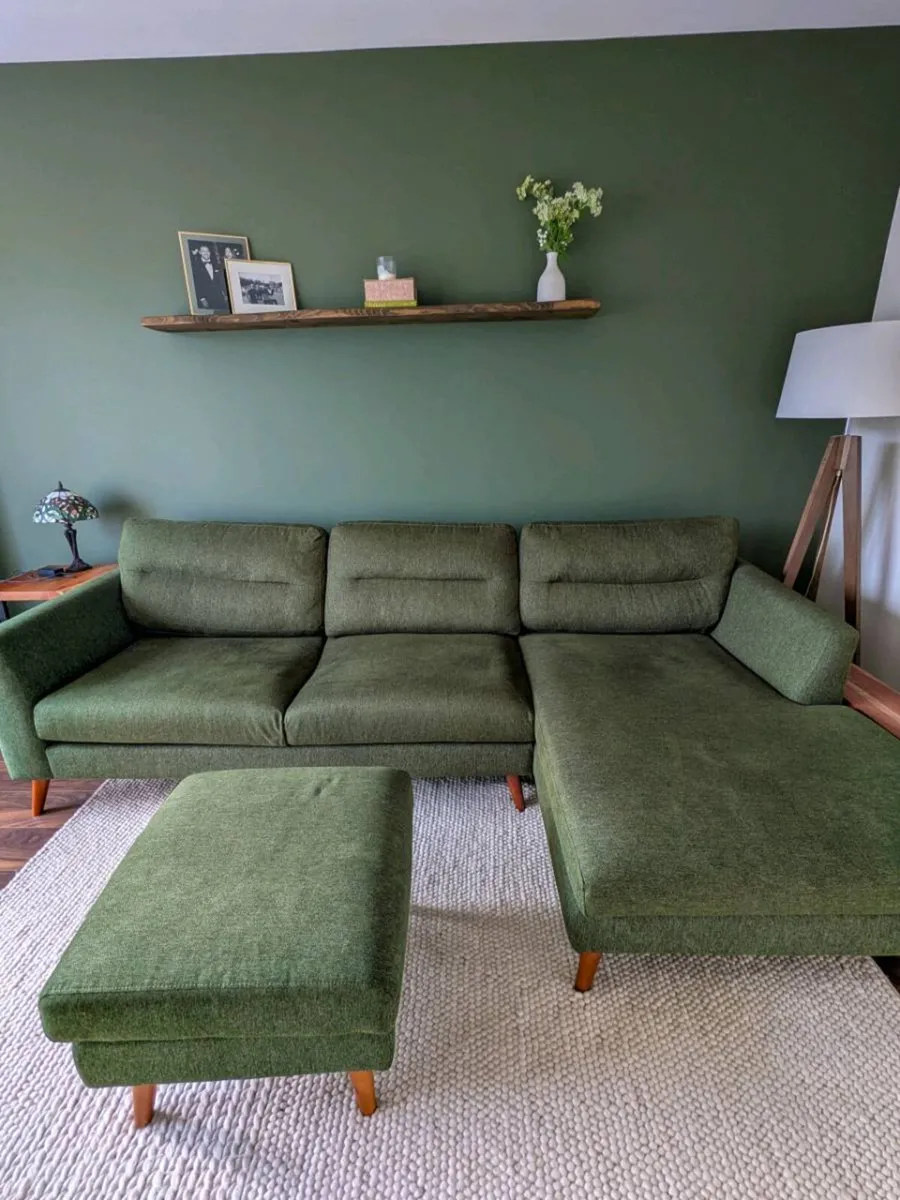Green Corner Suite Couch with Footstool - Image 3