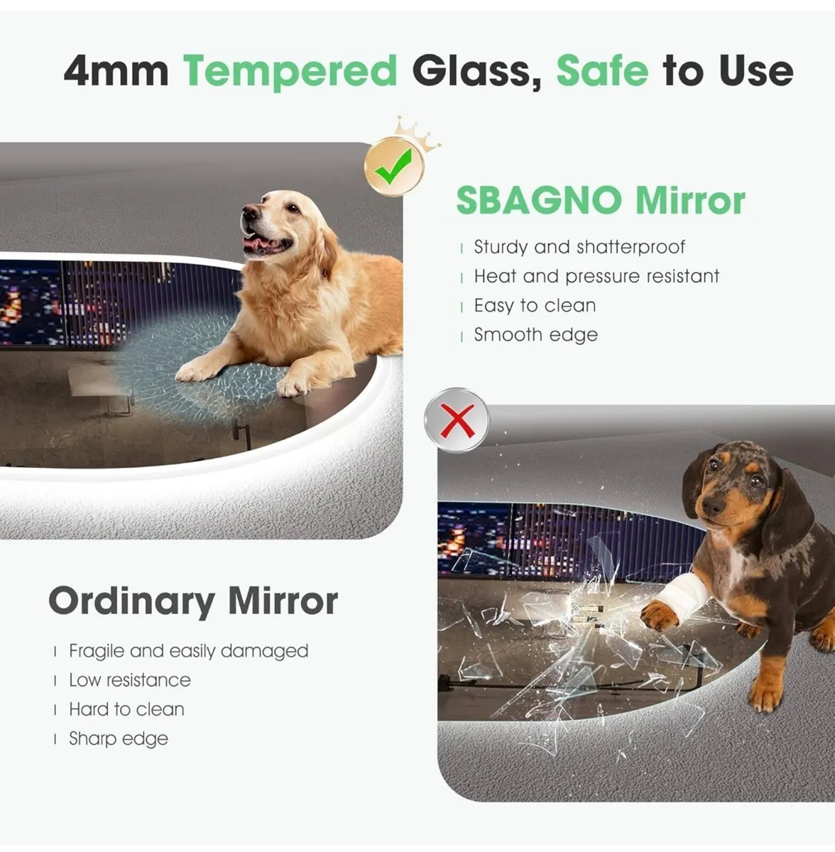 Oval Bluetooth Bathroom Mirror with LED Lights 500 - Image 4