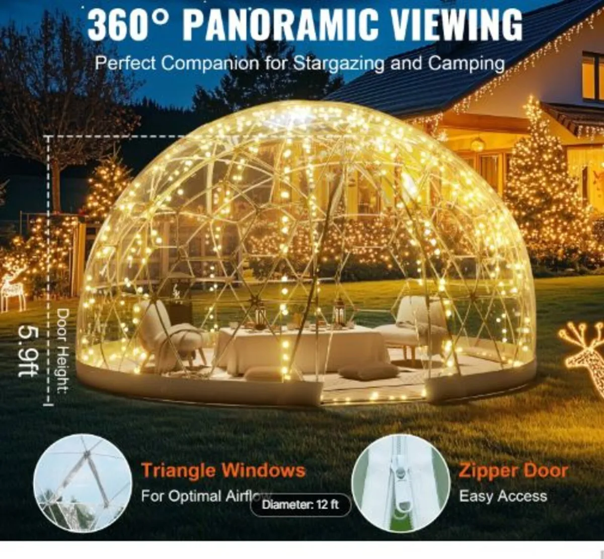 365.8 cm Dome Bubble Tent Outdoor House Camping - Image 2