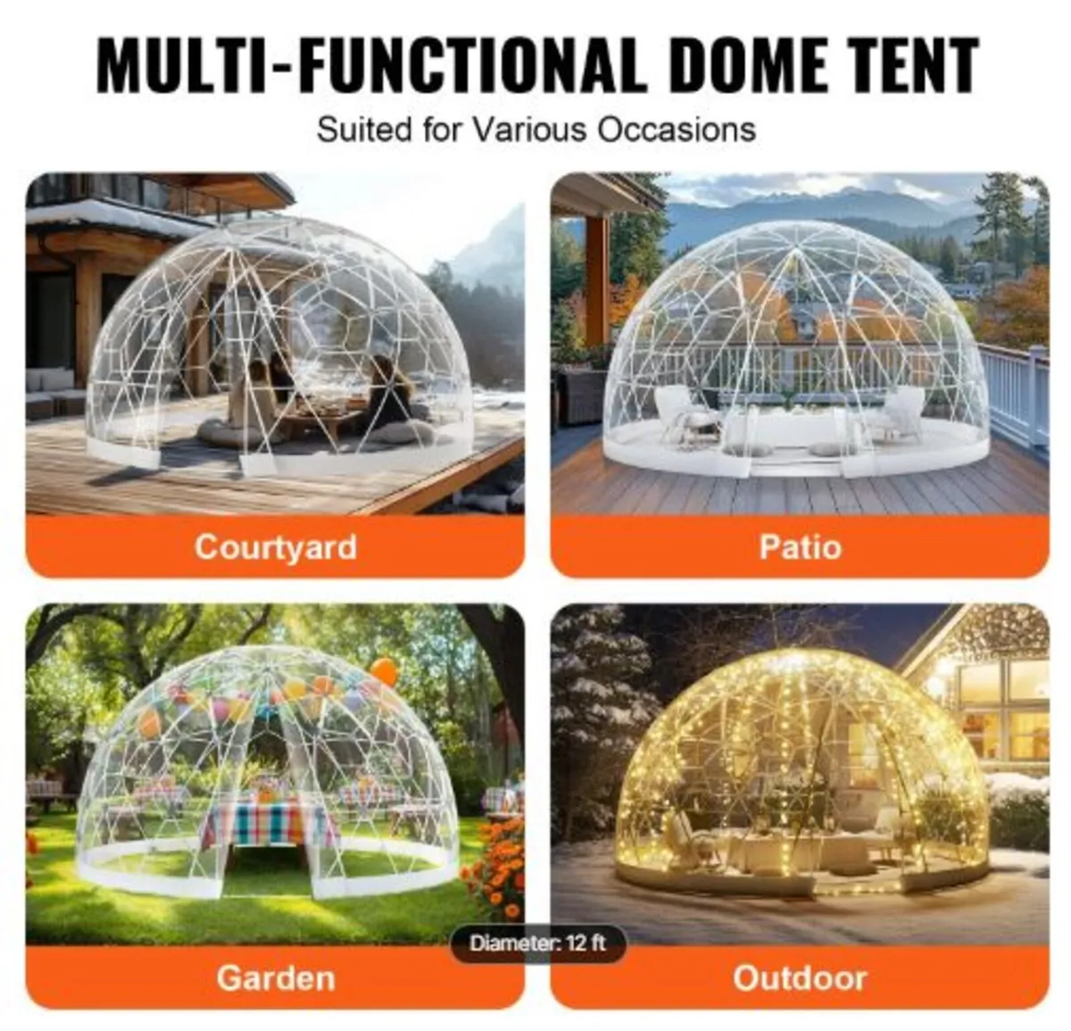 365.8 cm Dome Bubble Tent Outdoor House Camping - Image 3