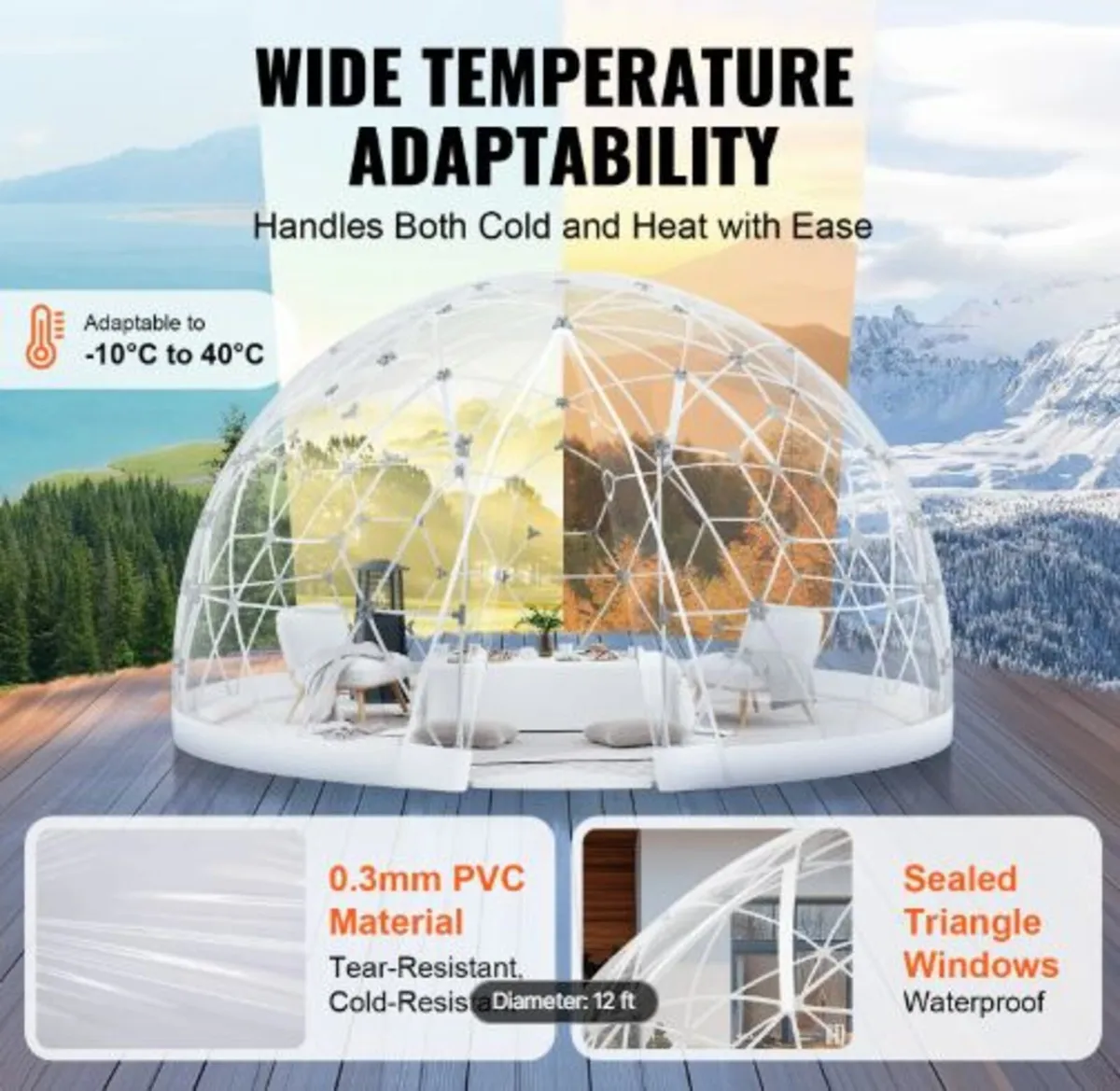 365.8 cm Dome Bubble Tent Outdoor House Camping - Image 4