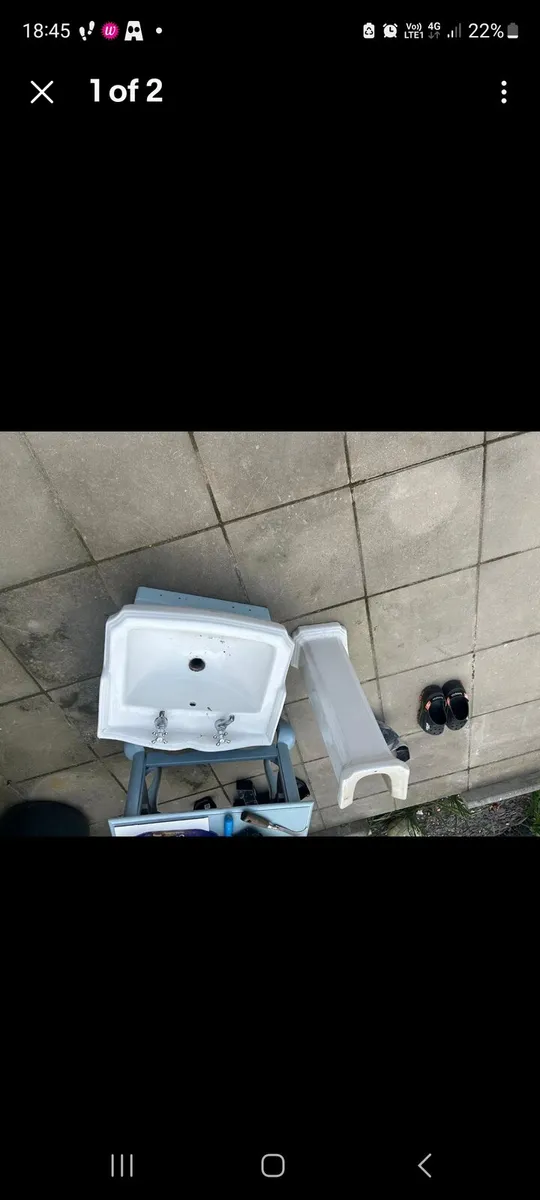Bathroom sink,tap and pedestal - Image 2