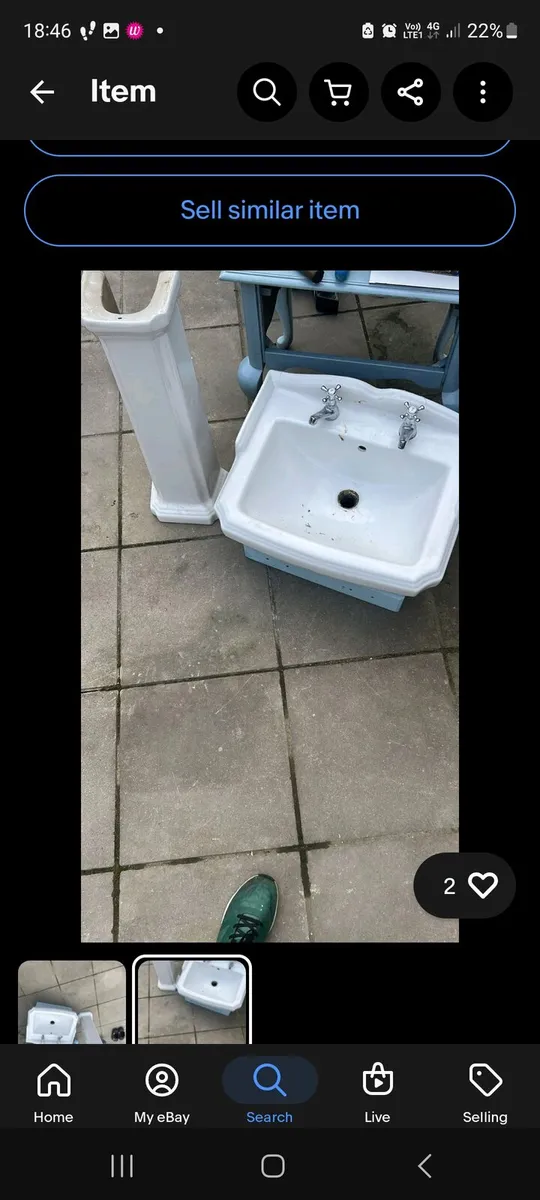 Bathroom sink,tap and pedestal - Image 1