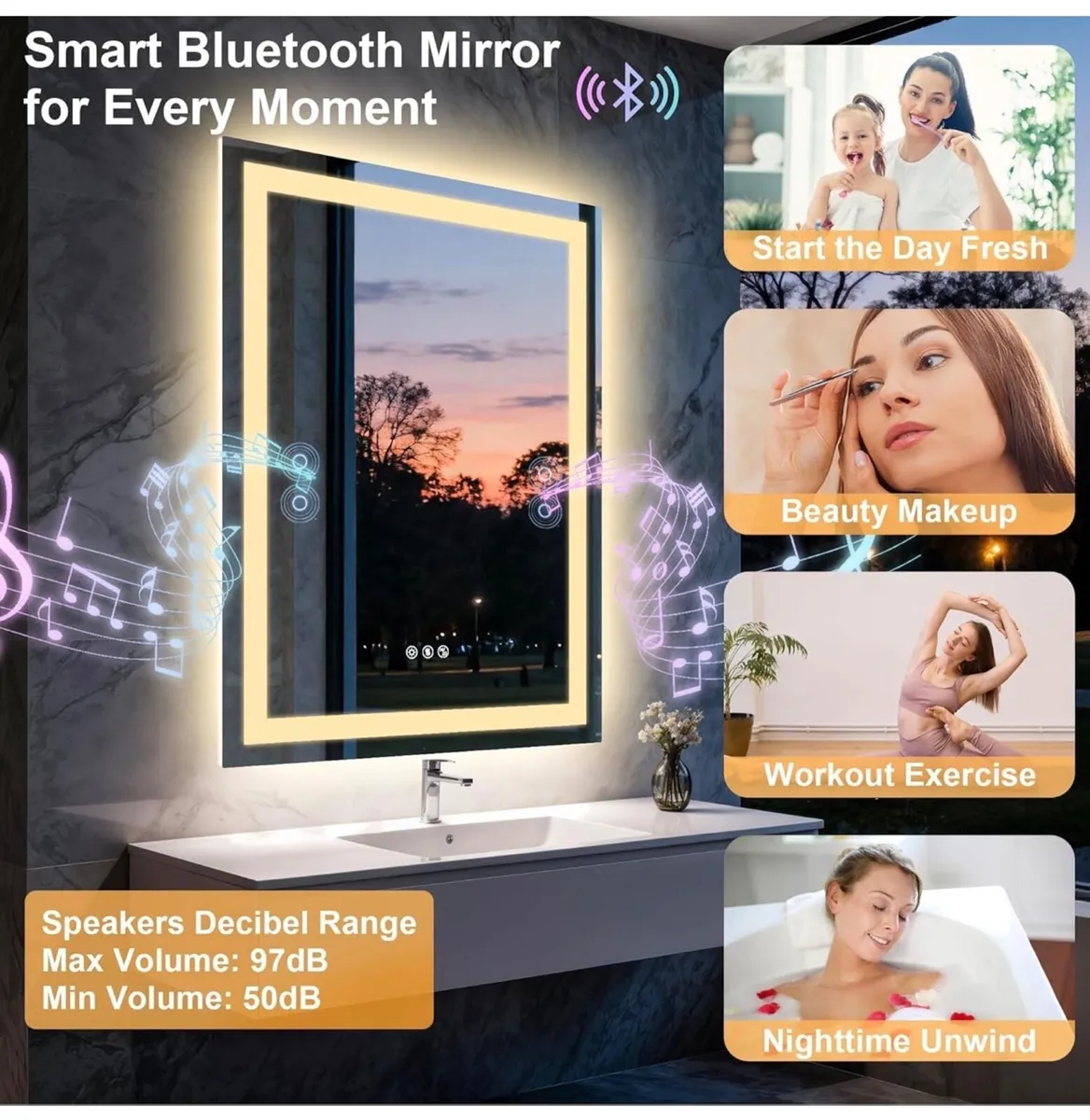 500 * 700 mm LED Bathroom Mirror with Lights,Bluet - Image 2