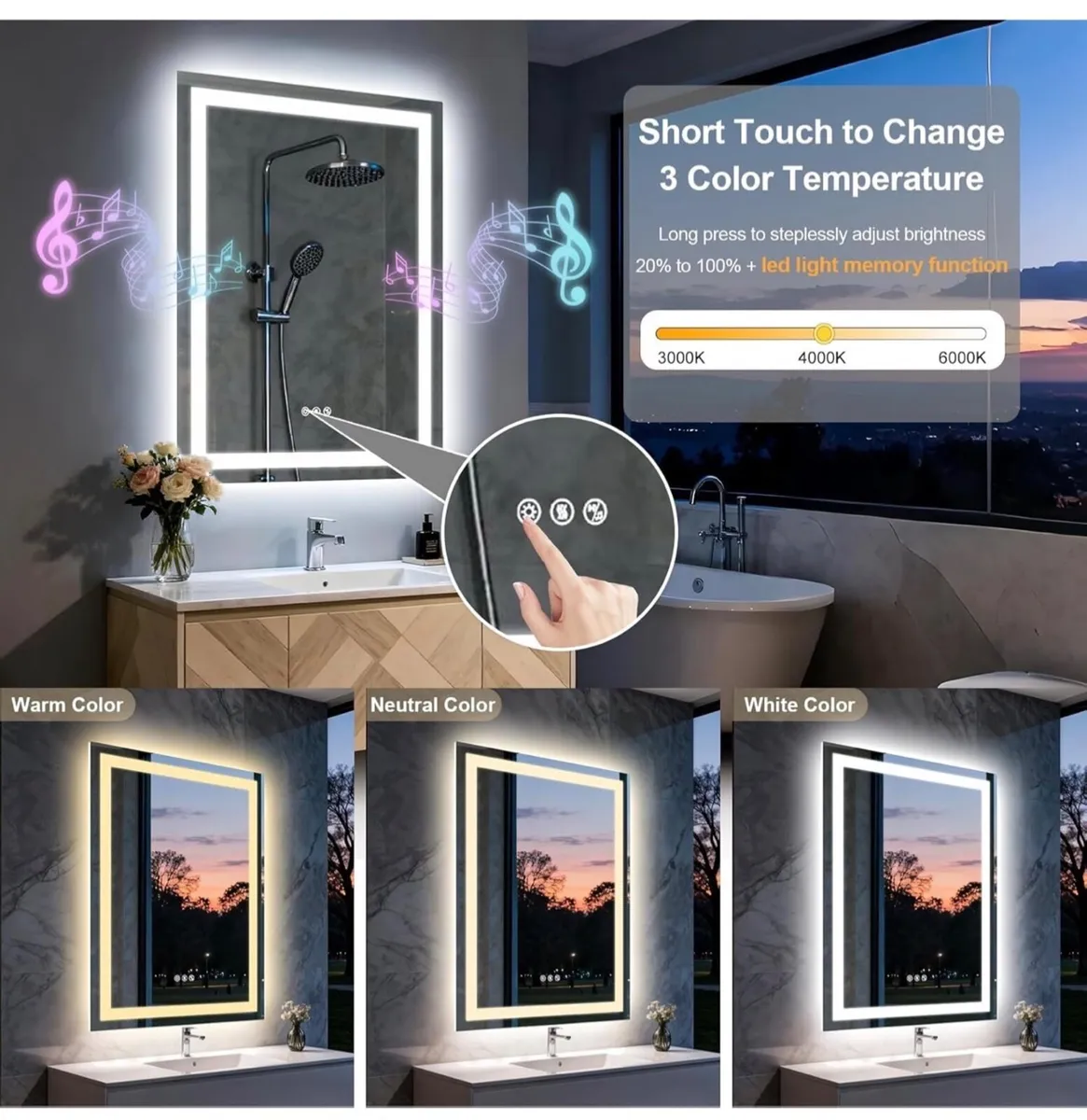 500 * 700 mm LED Bathroom Mirror with Lights,Bluet - Image 1