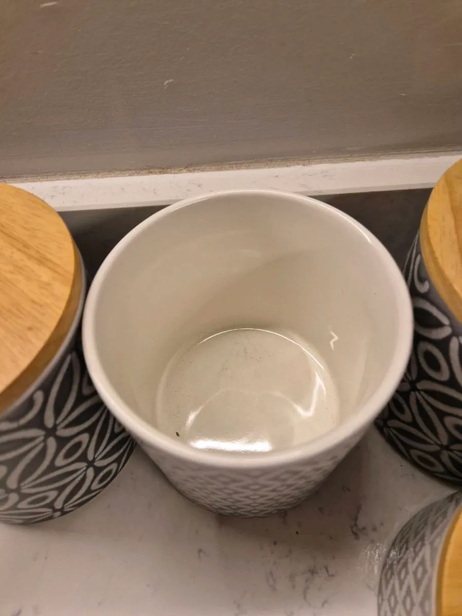 Set of 4 Tea, Coffee, Sugar Ceramic Cannisters - Image 3