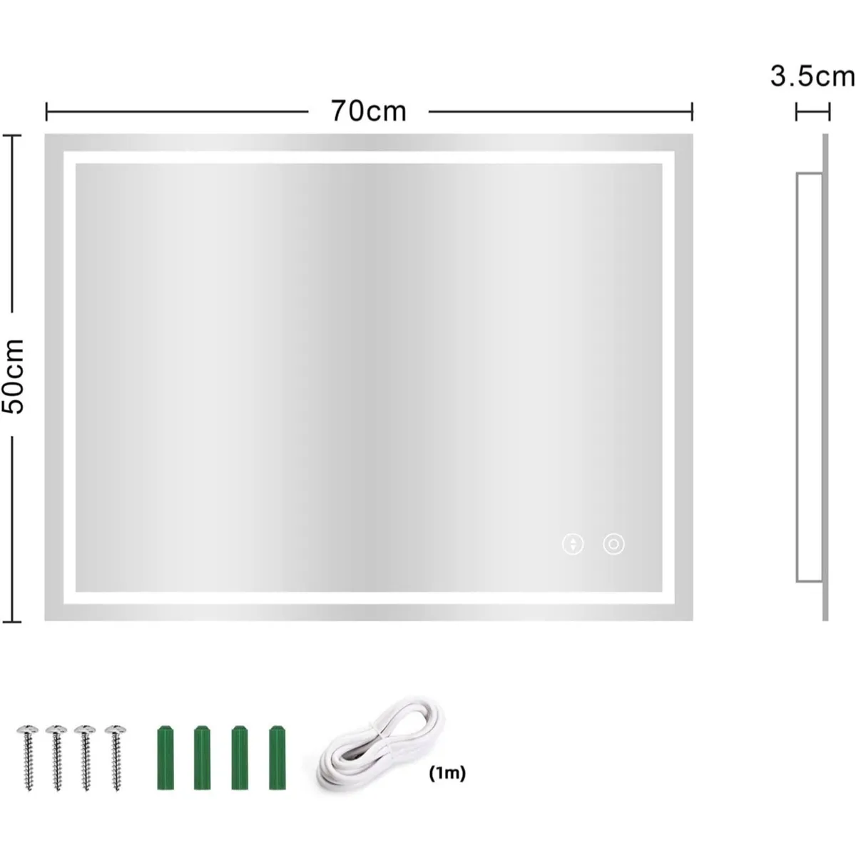 Bathroom Mirror with LED Lights, 500 * 700 MM Illu - Image 2