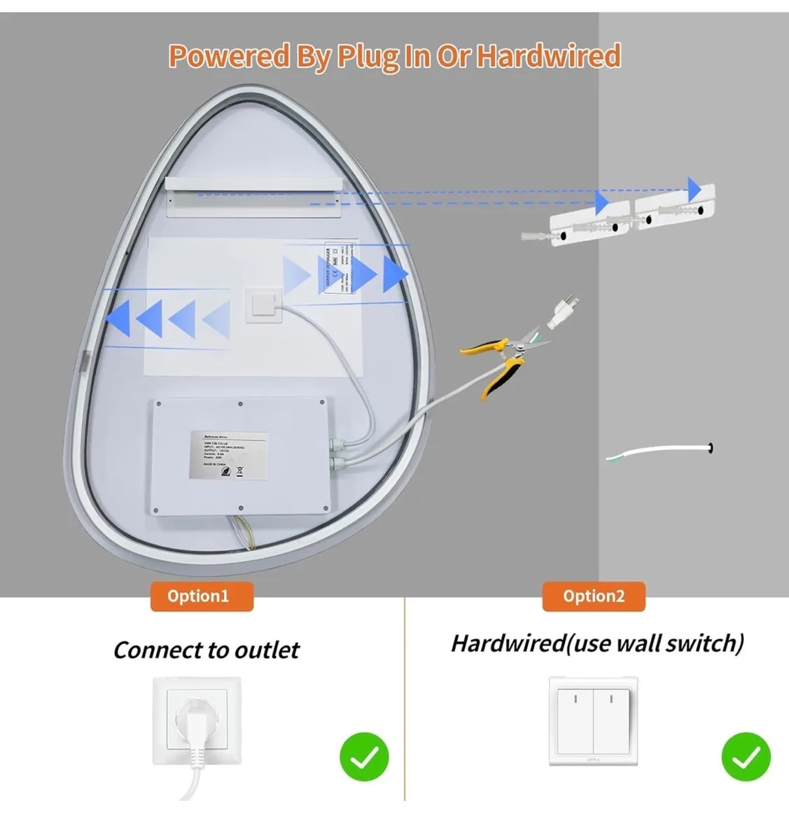 Bathroom Mirror with LED Lights: 550x770mm Asymmet - Image 3