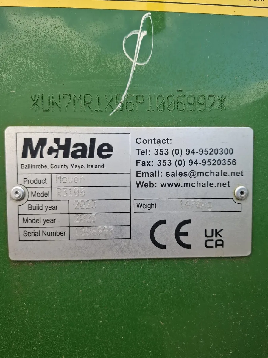 2024 Mchale rear mower R3100 - Image 3