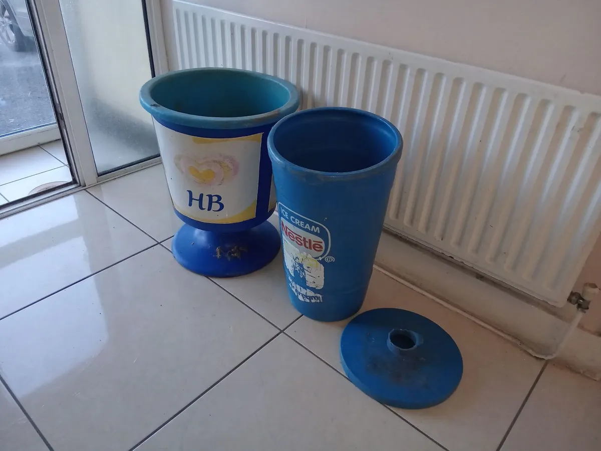 2 VINTAGE ICE CREAM BINS