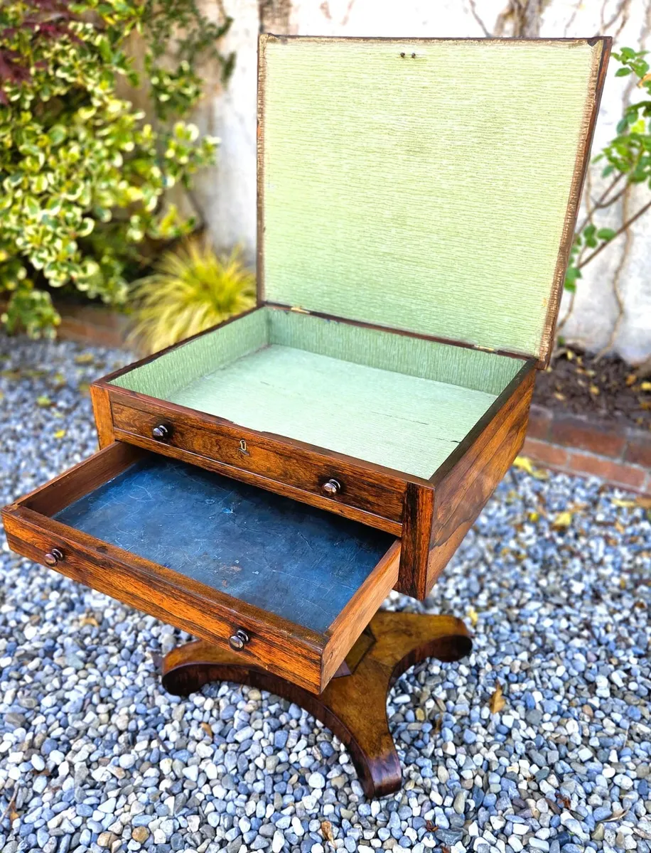 Georgian Rosewood Work Table- Circa 1830s - Image 3