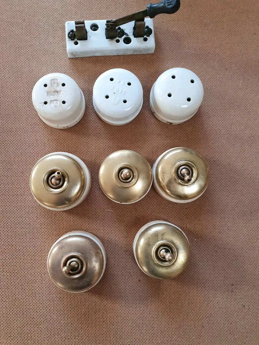 Vintage  brass light  switches - Image 2