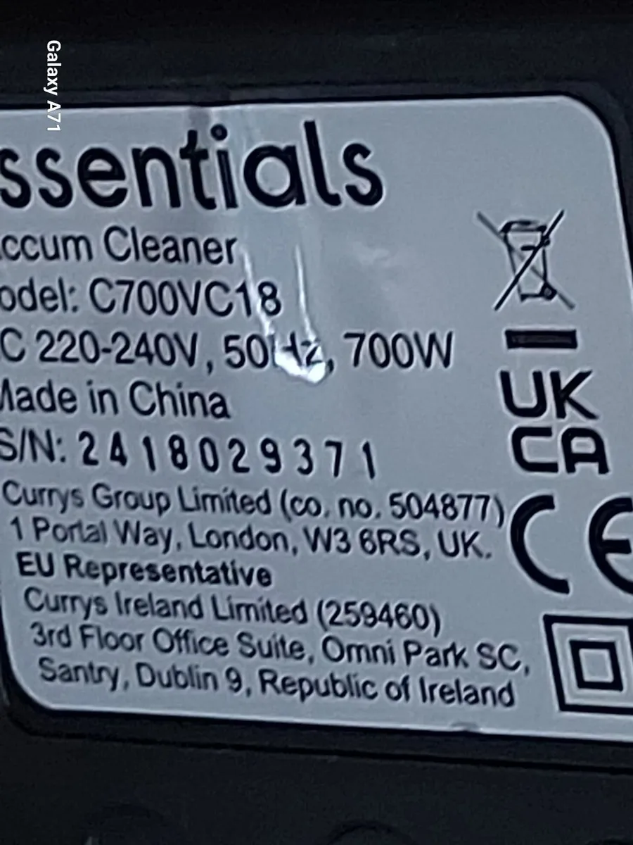 Essentials Vacuum Cleaner Model C700VC18, in excel - Image 4