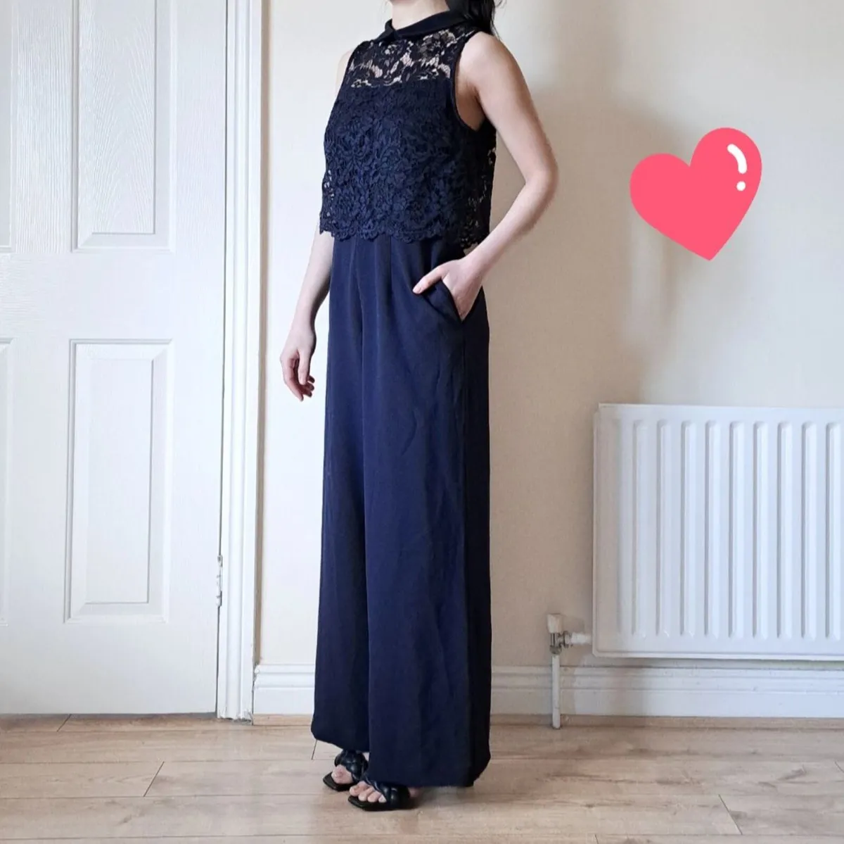 Julia Jordan Navy Blue Floral Lace Jumpsuit 10UK - Image 2
