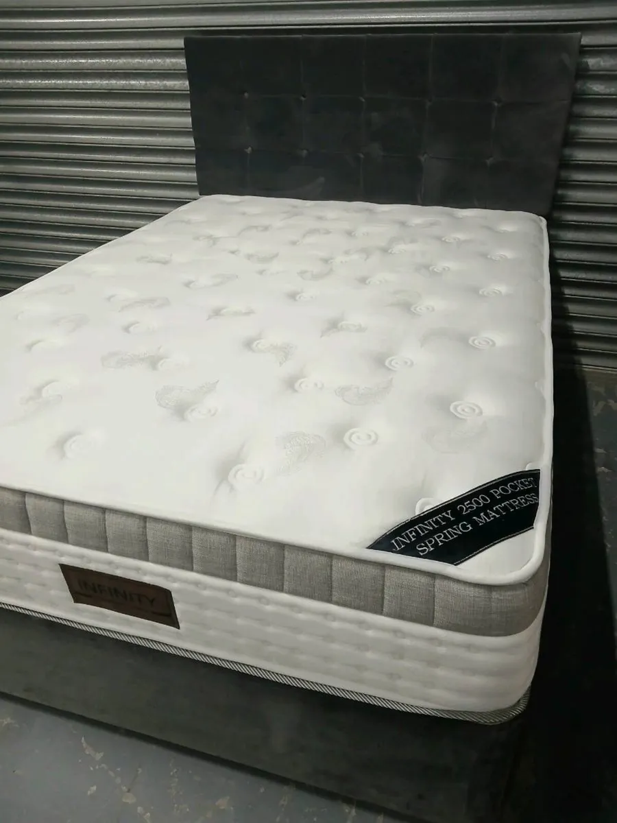 4ft6" Double bed mattress & headboard - Image 3