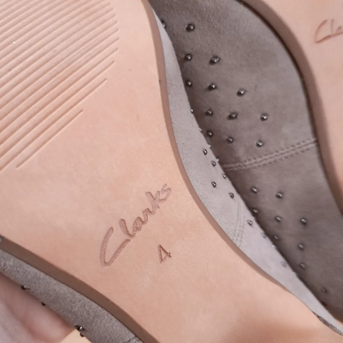 Clarks Taupe Suede Studded Block Heels 4UK/37EU - Image 3