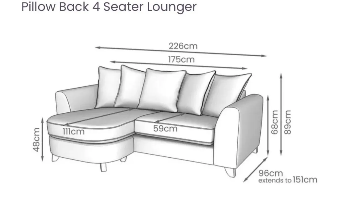 DFS 4-Seater Lounger Sofa – Light Grey – Excellent - Image 2