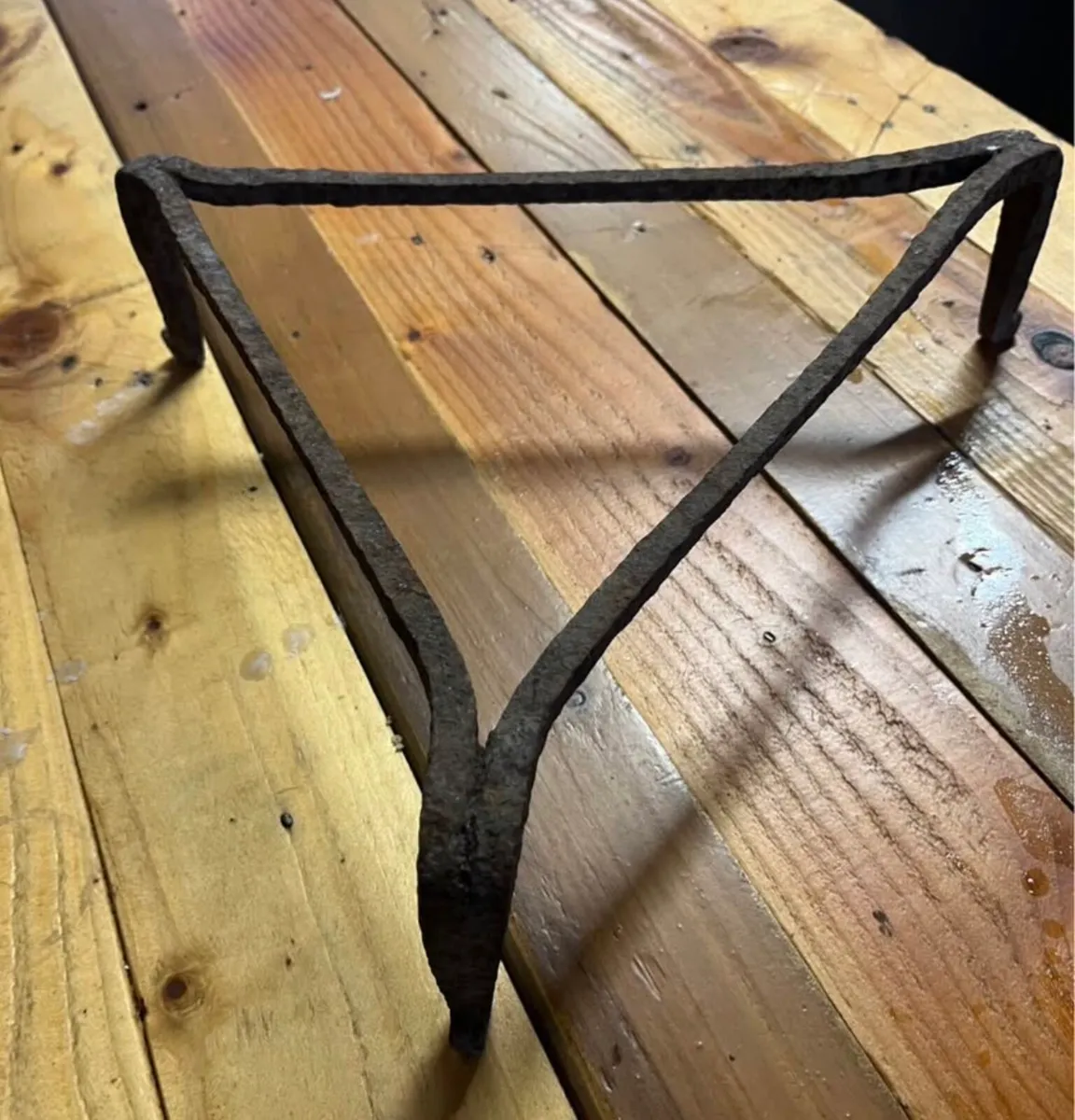 Antique hand forged iron trivet - Image 1