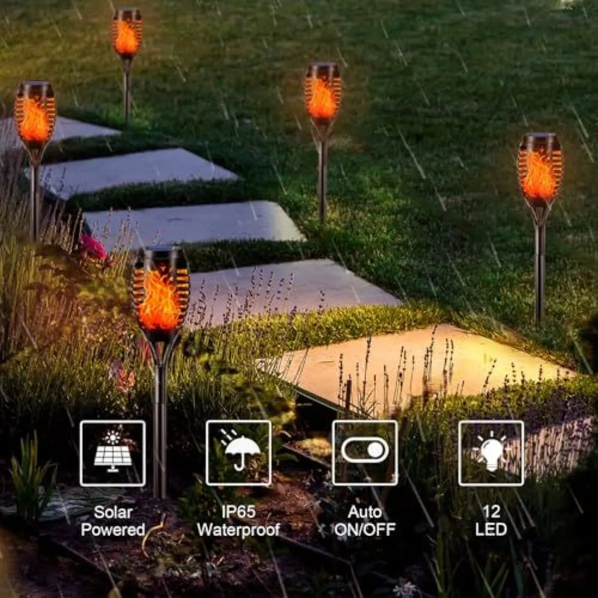 6 Solar Torch Garden Lights Outdoor - Image 3