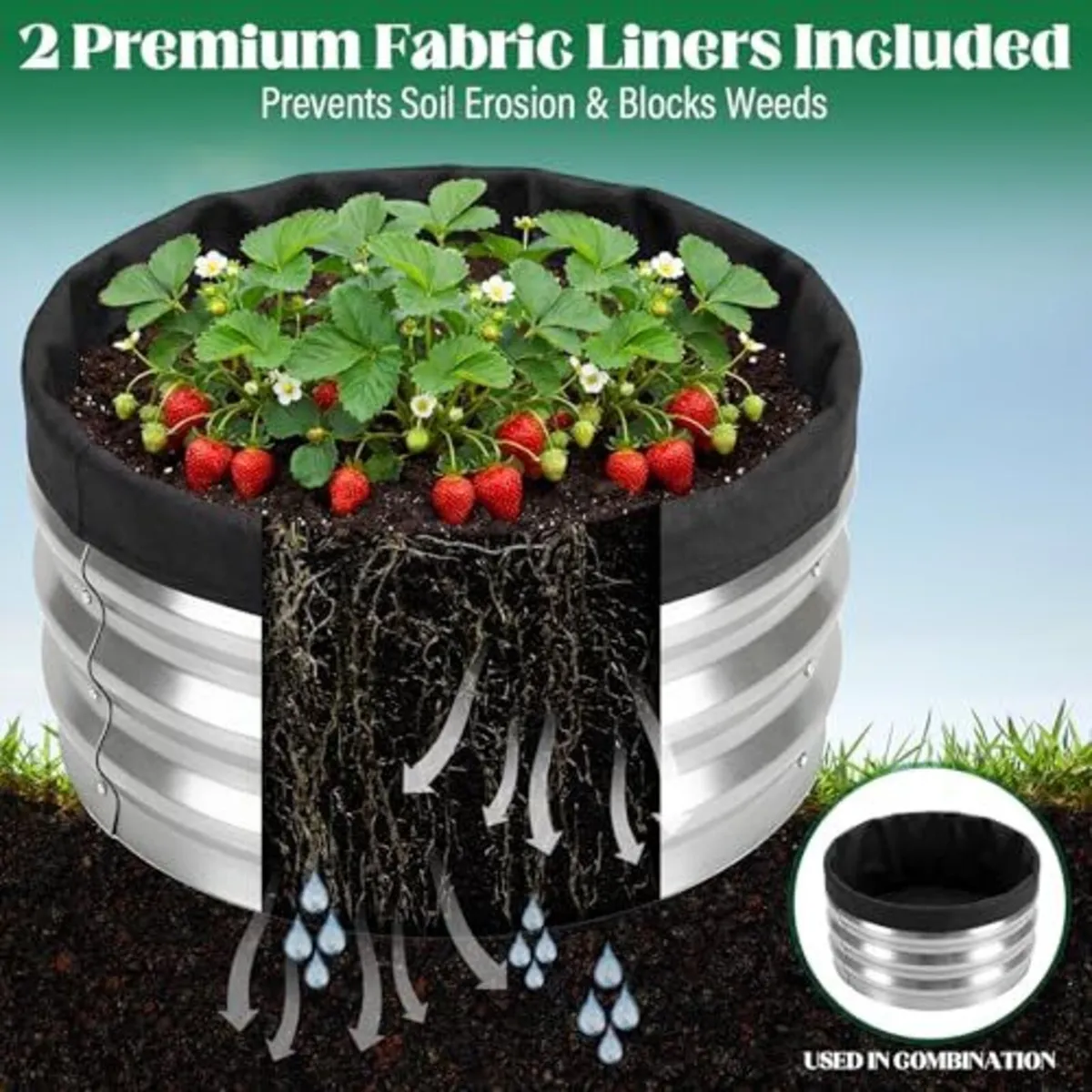 2 Pack Round Raised Metal Garden Beds - Image 3