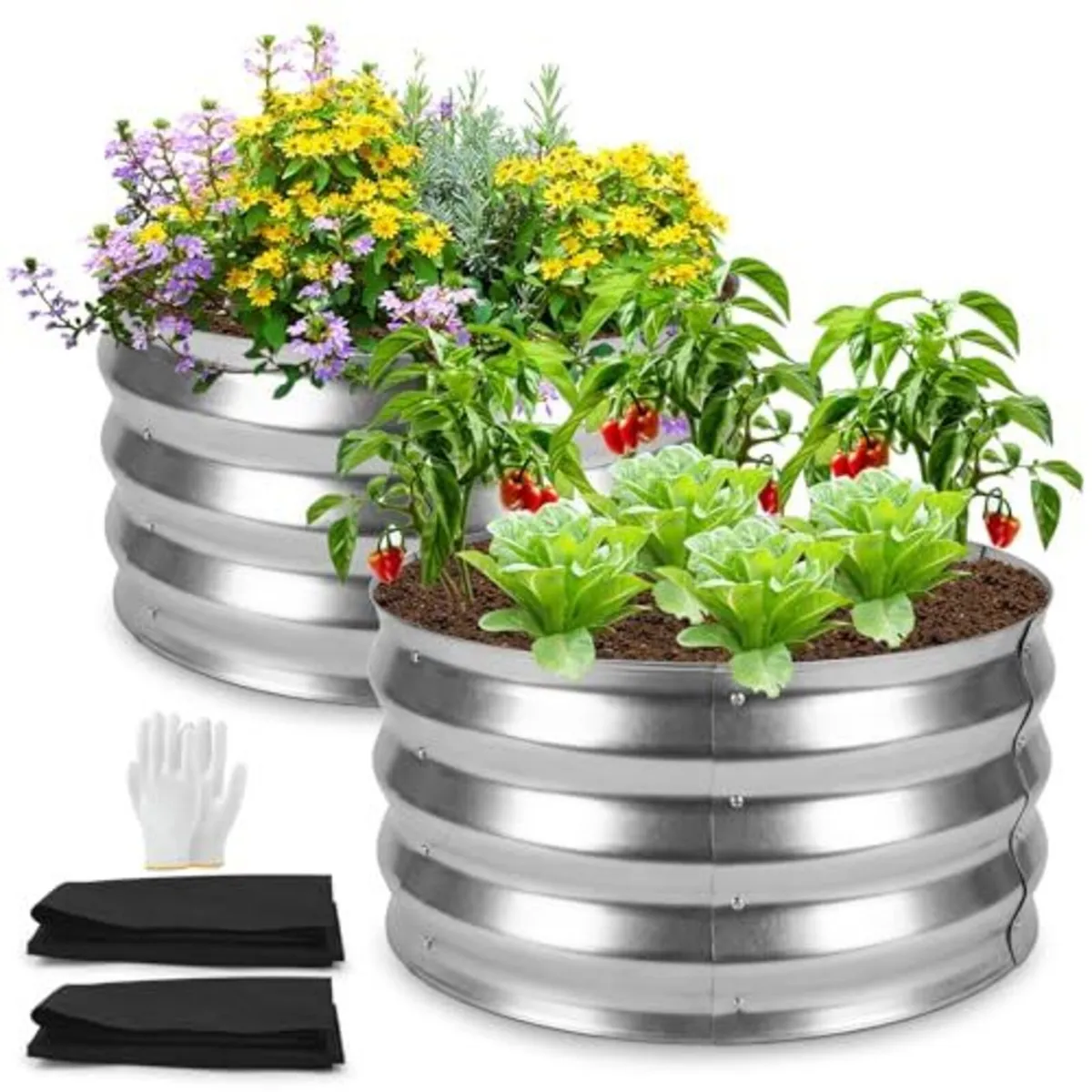 2 Pack Round Raised Metal Garden Beds - Image 1