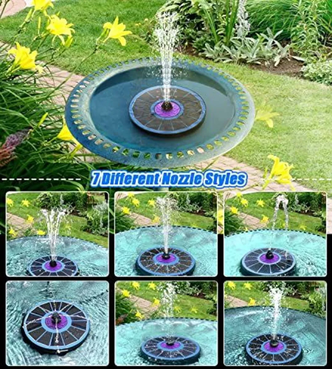 Solar Bird Bath Fountain Pump With 8 Nozzles - Image 4