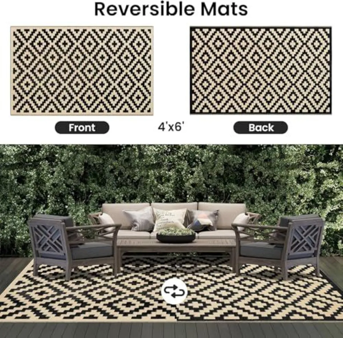 Waterproof Outdoor Patio Rug 240 x 300cm - Image 3