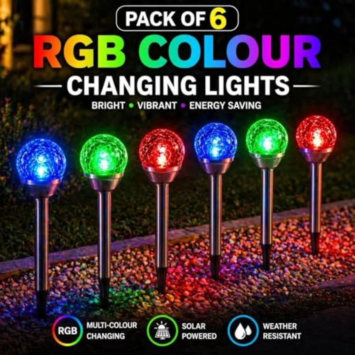 6 Pack Colour Changing Solar Path Lights - Image 2