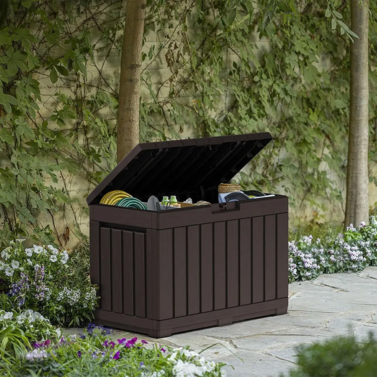 190L Garden Storage Box Brown - Image 3