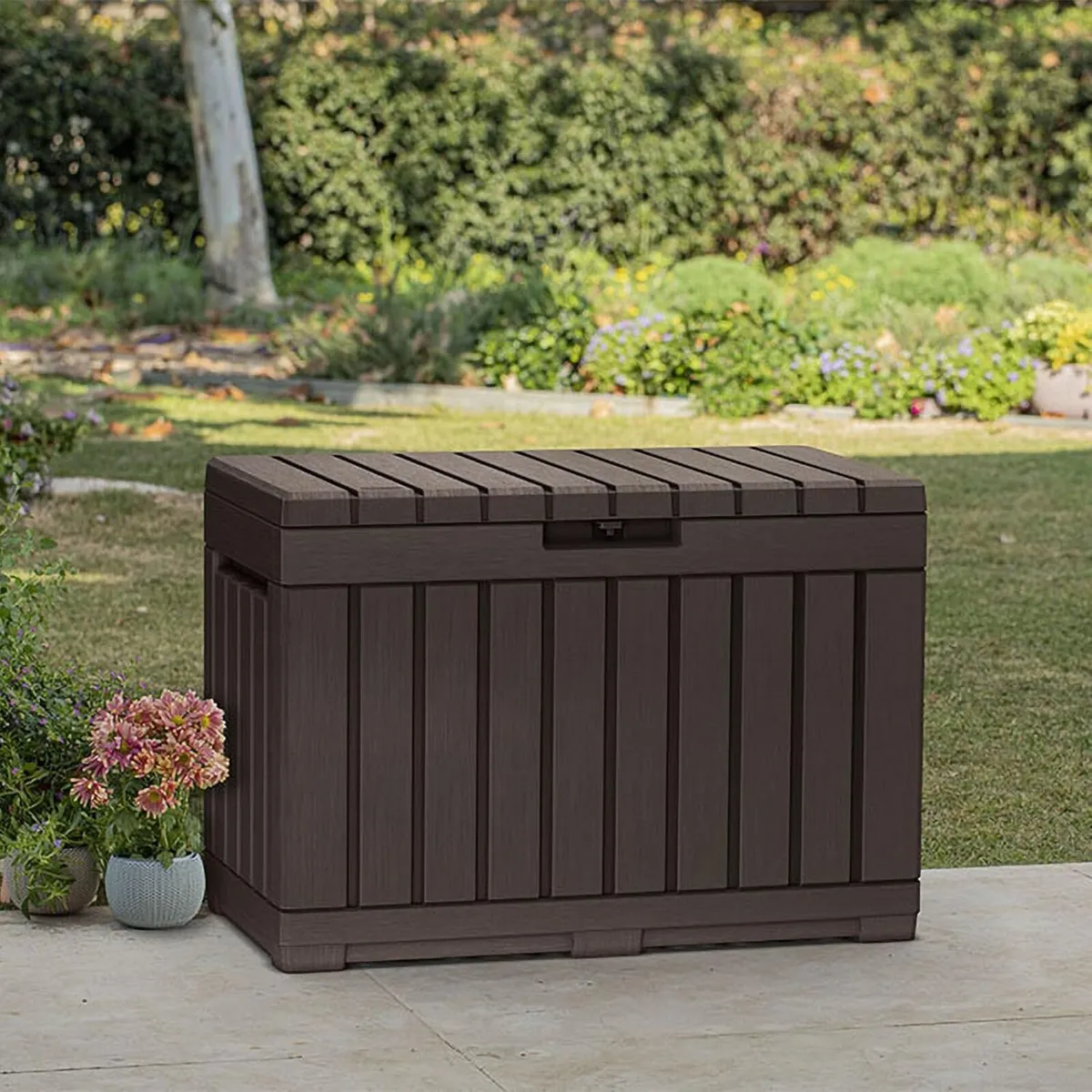 190L Garden Storage Box Brown - Image 4