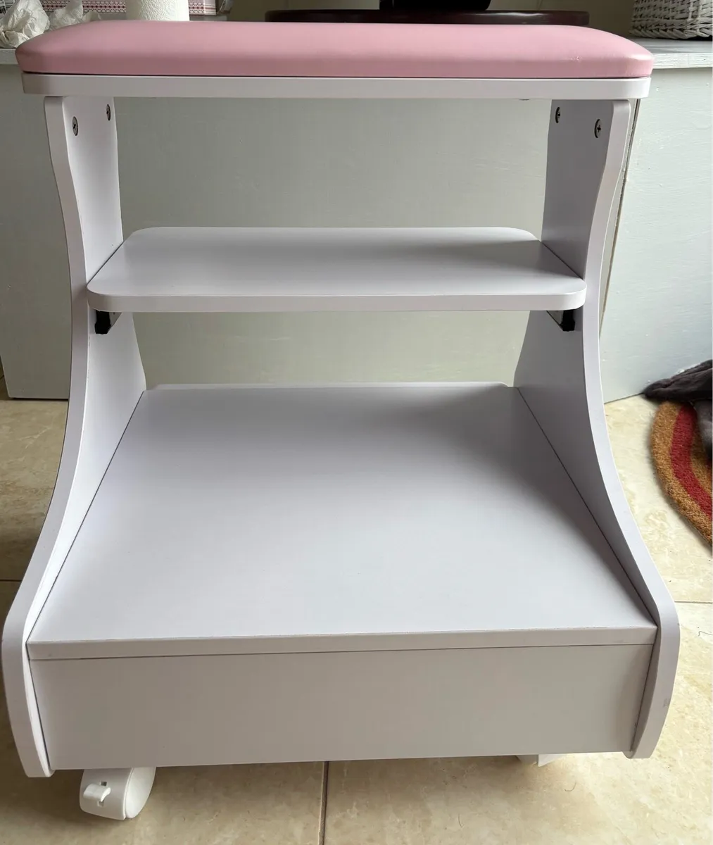 Pink pedicure foot rest on wheels - Image 4