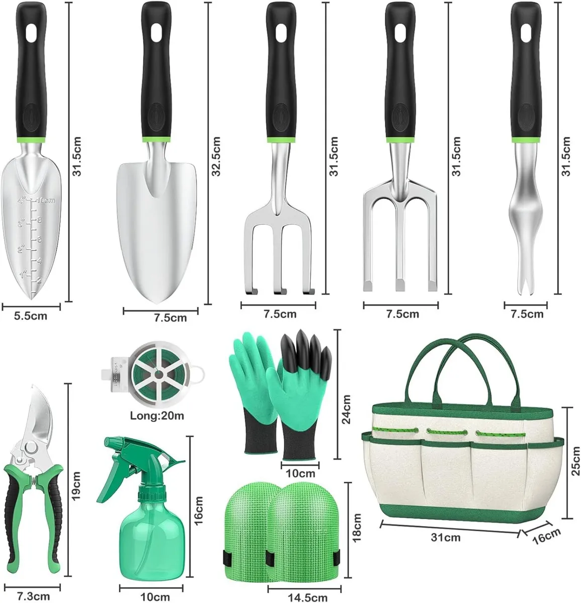 11 Piece Garden Tool Set With Bag - Image 2