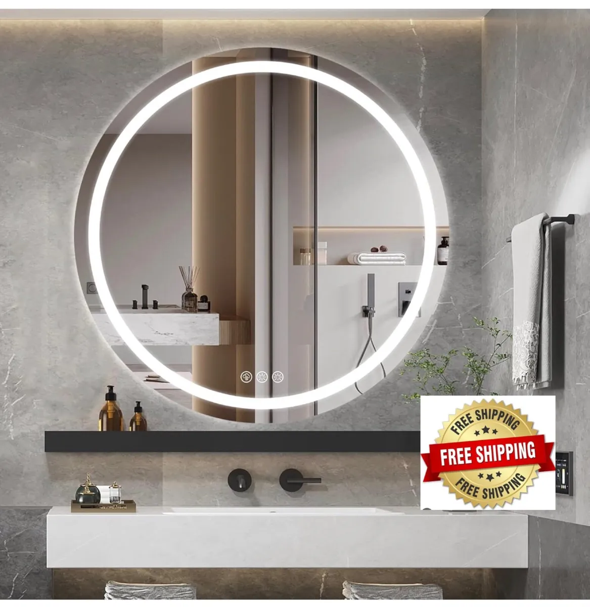 LED Bathroom Wall Mirror with LED Lights - 800mm R - Image 1