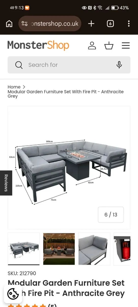 Anthracite Grey Gas Fire Pit Table BNIB - Image 2