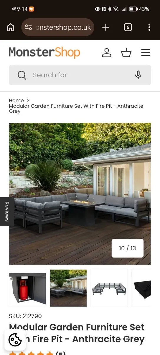 Anthracite Grey Gas Fire Pit Table BNIB - Image 3