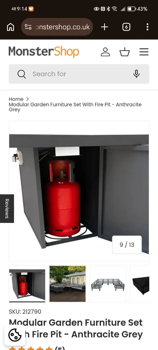 Anthracite Grey Gas Fire Pit Table BNIB - Image 4