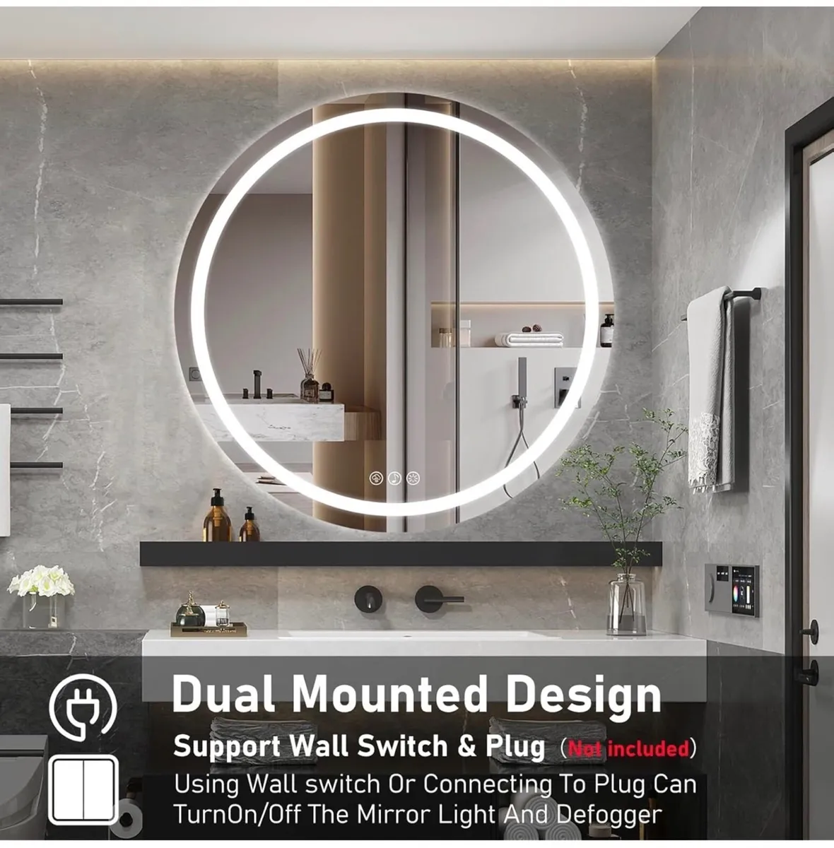 Bluetooth LED Bathroom Wall Mirror with LED Lights - Image 2