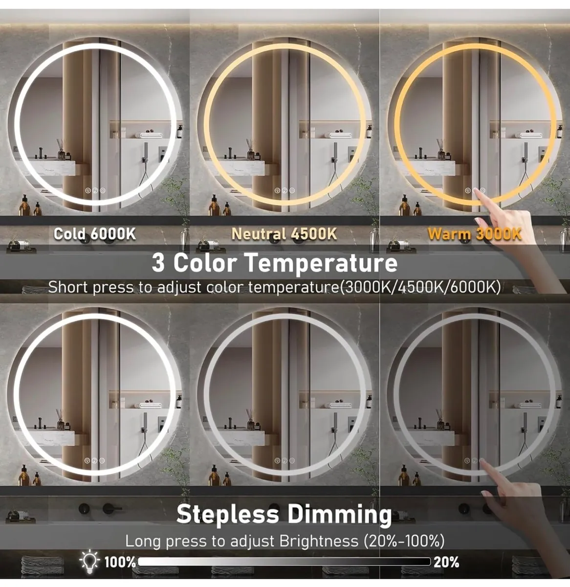 Bluetooth LED Bathroom Wall Mirror with LED Lights - Image 1